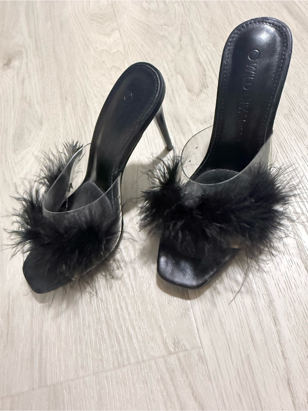 Black Feather Slide Heels for Women - Luxe Evening Mules